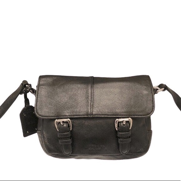 Ralph Lauren black leather mini flap crossbody bag
